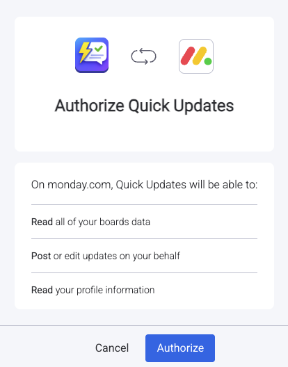 Authorize Quick Updates
